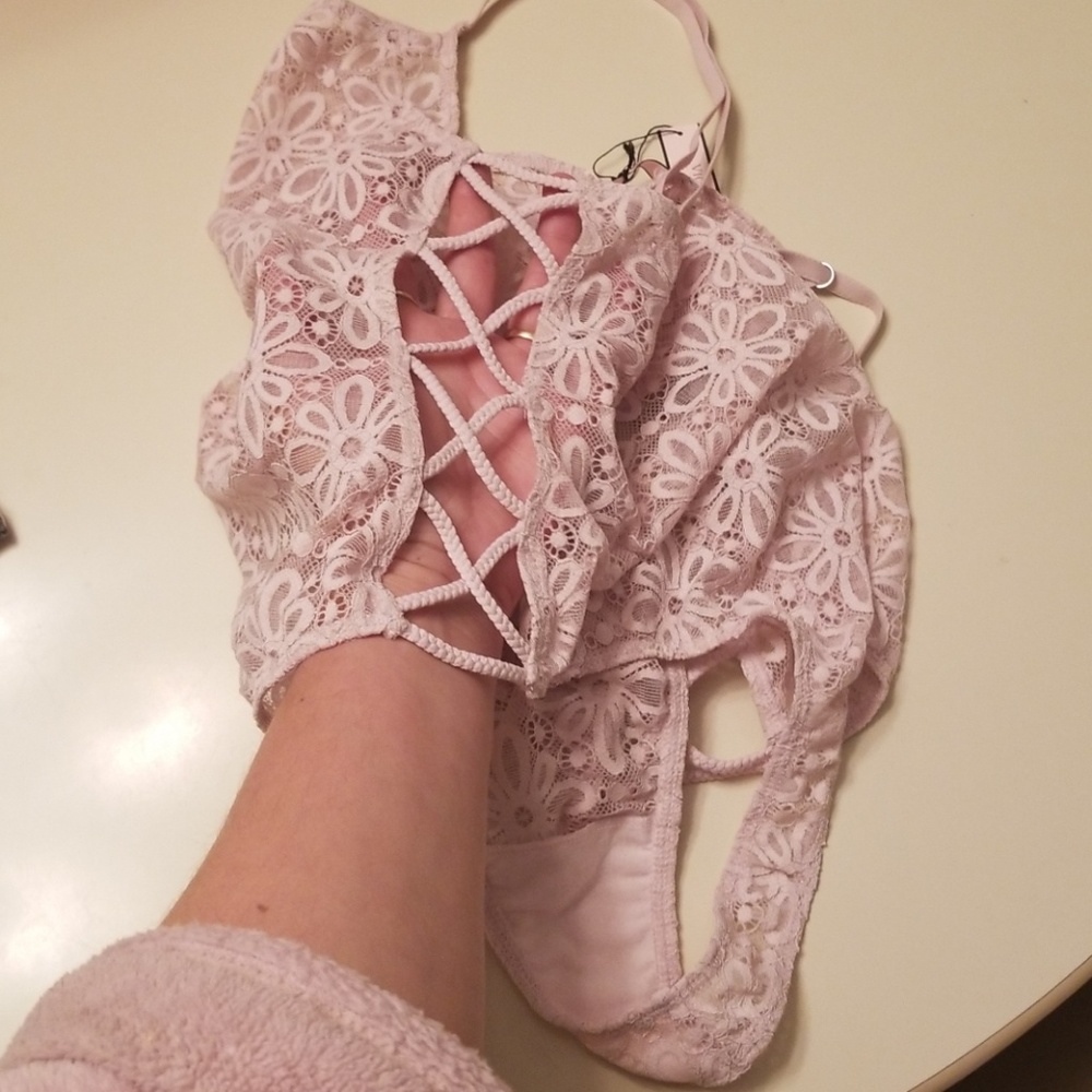 Nwt Victorias Secret Pink Lace Lingerie Cut Outs L - Picture 8 of 8